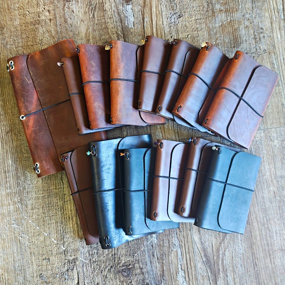 Bulk Lot Of 14 Full Grain Leather Journals Assorted Sizes